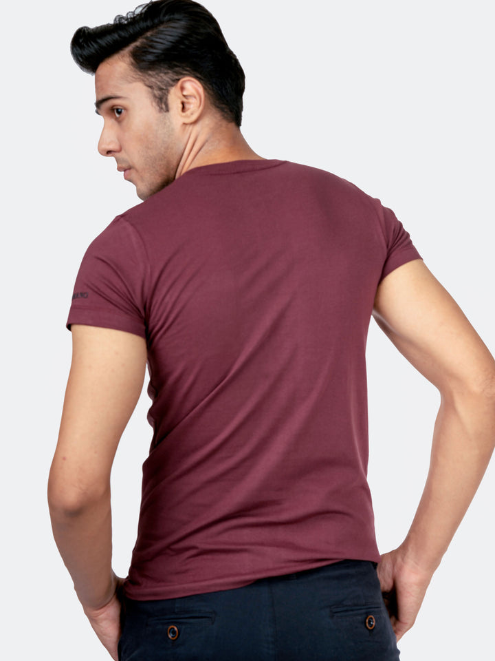 Maroon Crew Neck T-Shirt With Pocket Brumano Pakistan