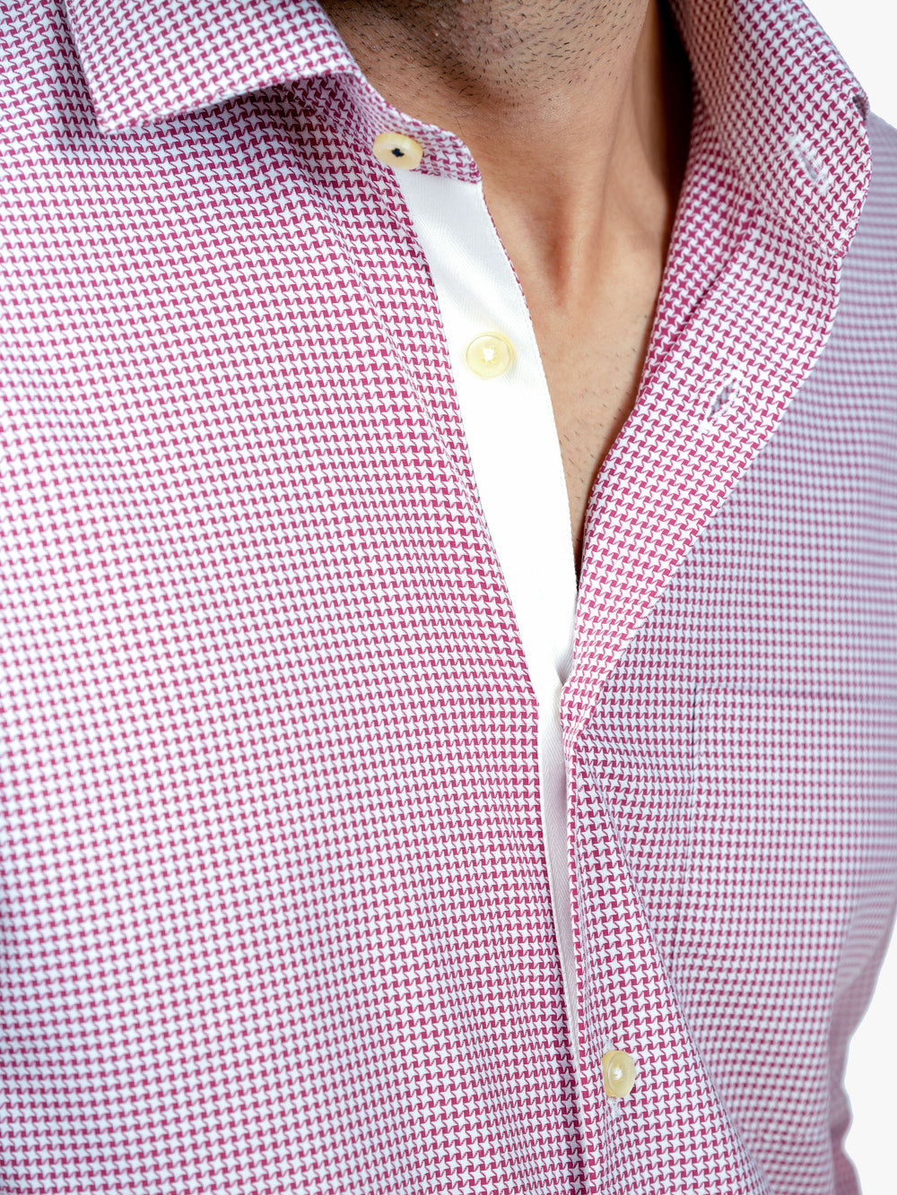 Maroon Houndstooth Formal Shirt