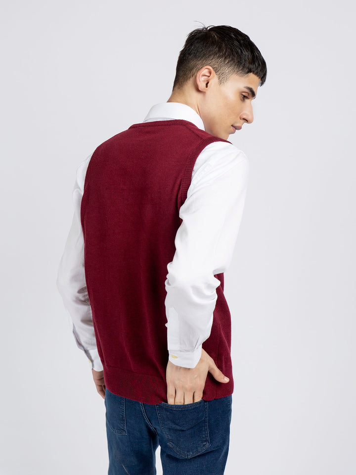 Maroon Wool Blended Sleeveless Sweater Brumano Pakistan