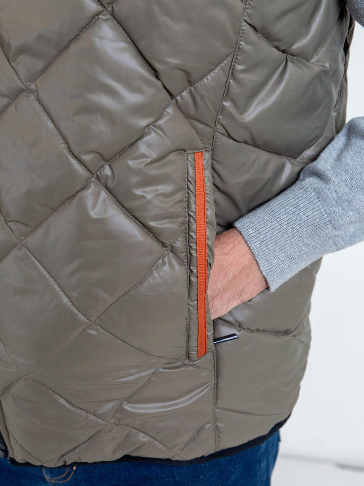 Matt Olive Quilted Sleeveless Gilet Jacket Brumano Pakistan