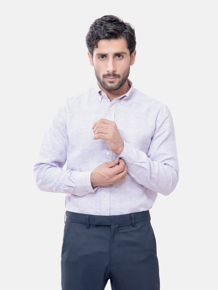 Mauve Checkered Cotton Linen Shirt Brumano Pakistan