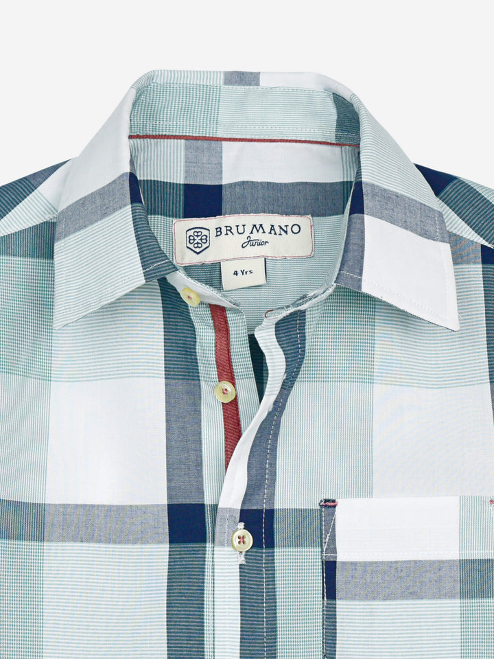 Mint Green Checkered Short Sleeve Casual Shirt Brumano Pakistan