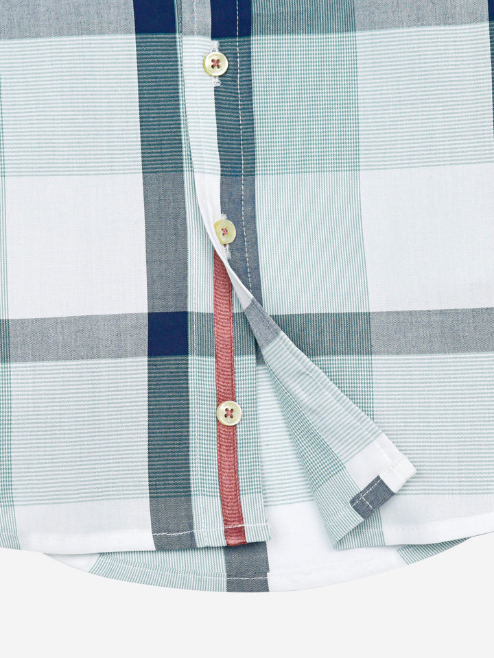 Mint Green Checkered Short Sleeve Casual Shirt Brumano Pakistan