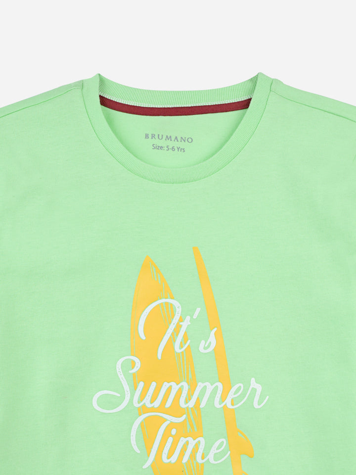 Mint Green Graphic Printed Casual T-shirt Brumano Pakistan