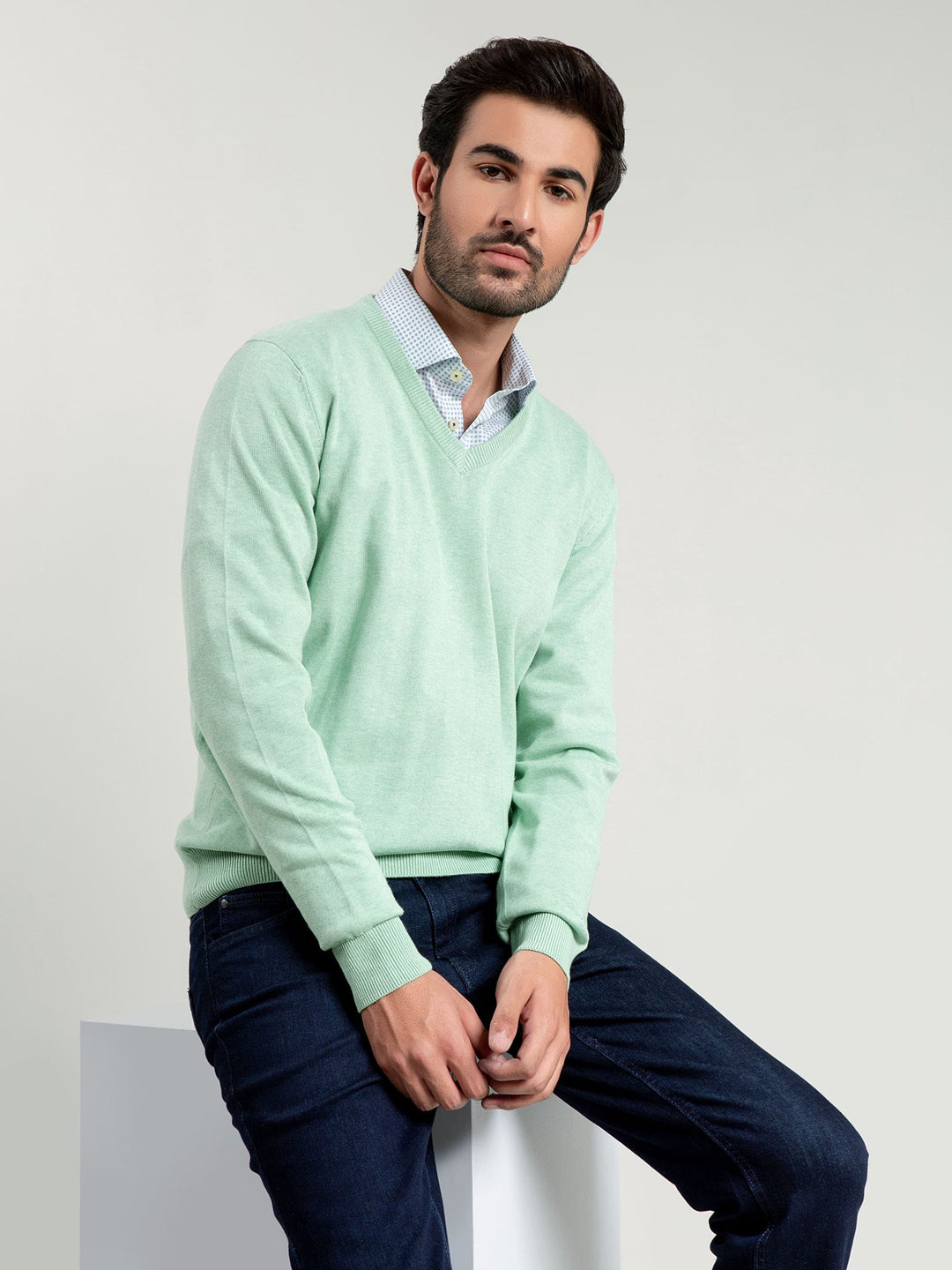 Mint Green V-Neck Sweater Brumano Pakistan