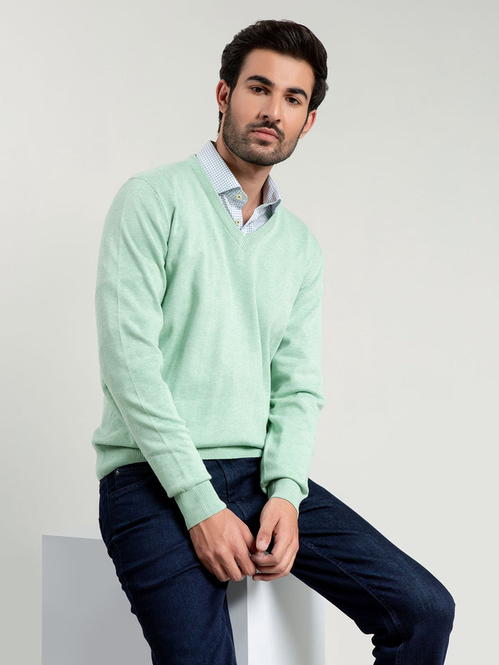 Mint Green V-Neck Sweater Brumano Pakistan