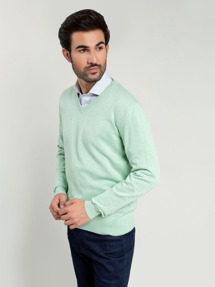 Mint Green V-Neck Sweater Brumano Pakistan