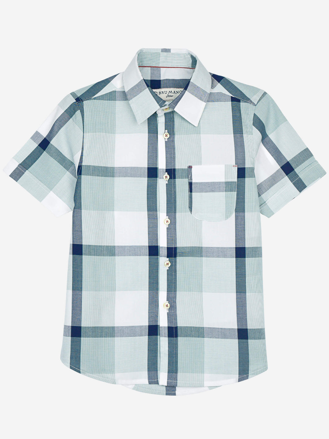 Mint Green Checkered Short Sleeve Casual Shirt Brumano Pakistan