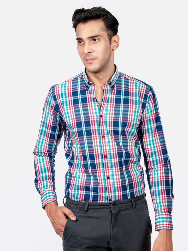 Multi Color Checkered Button Down Shirt