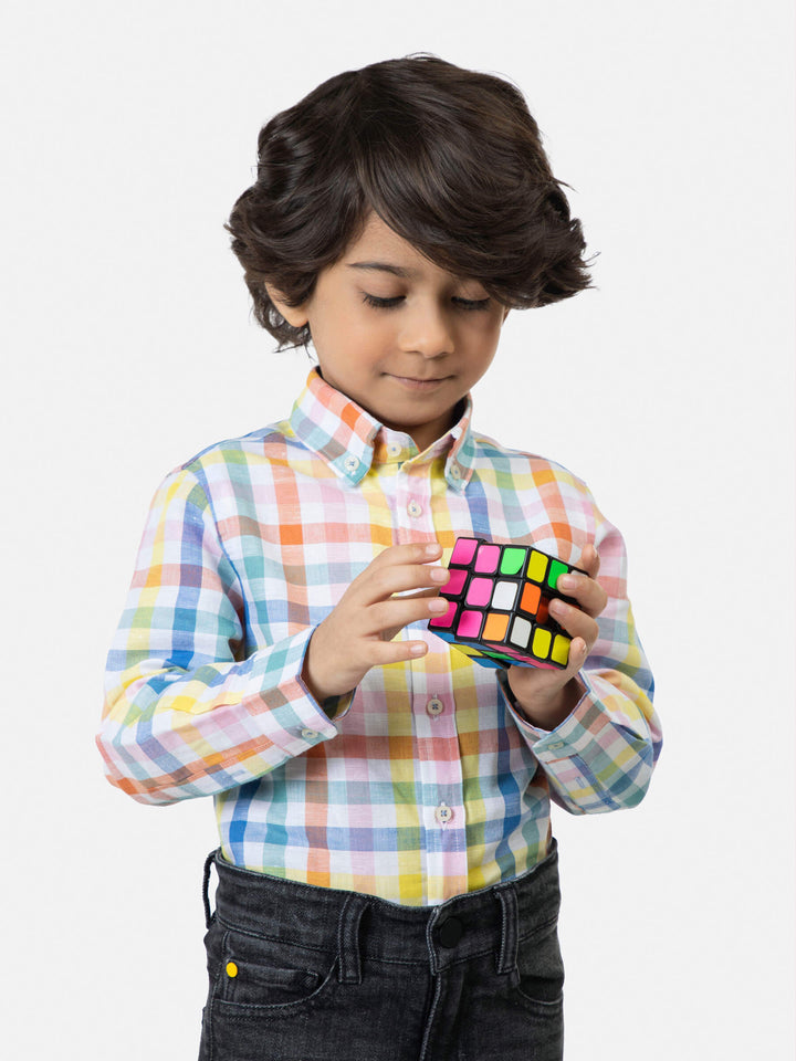 Multi Color CottonLinen Checkered Caual Shirt Brumano Pakistan