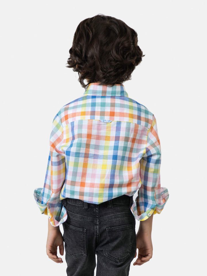 Multi Color CottonLinen Checkered Caual Shirt Brumano Pakistan