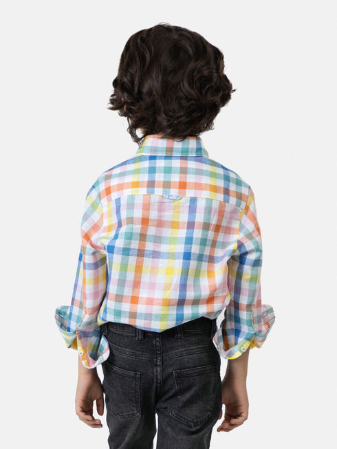 Multi Color CottonLinen Checkered Caual Shirt Brumano Pakistan