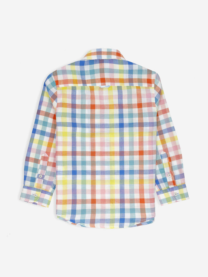 Multi Color CottonLinen Checkered Caual Shirt Brumano Pakistan
