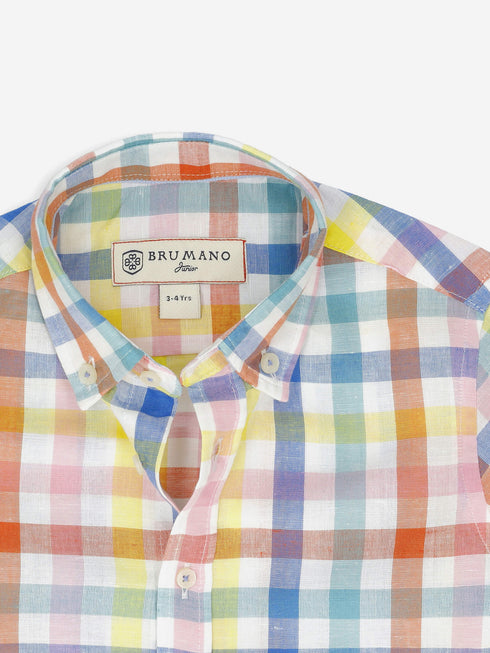 Multi Color CottonLinen Checkered Caual Shirt Brumano Pakistan