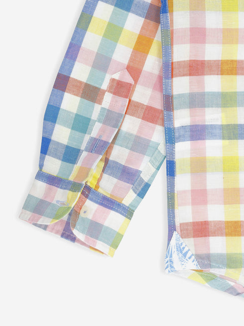 Multi Color CottonLinen Checkered Caual Shirt Brumano Pakistan