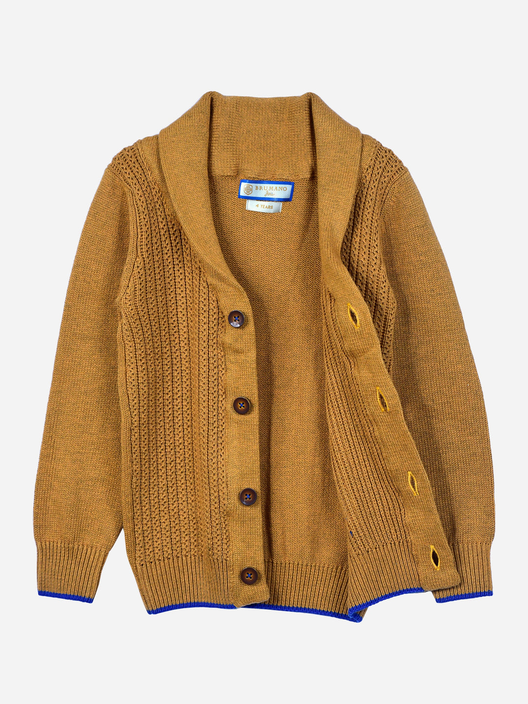 Mustard Casual Shawl Collar Cardigan Brumano Pakistan