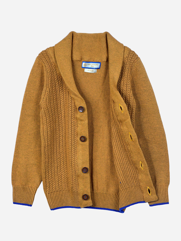 Mustard Casual Shawl Collar Cardigan Brumano Pakistan