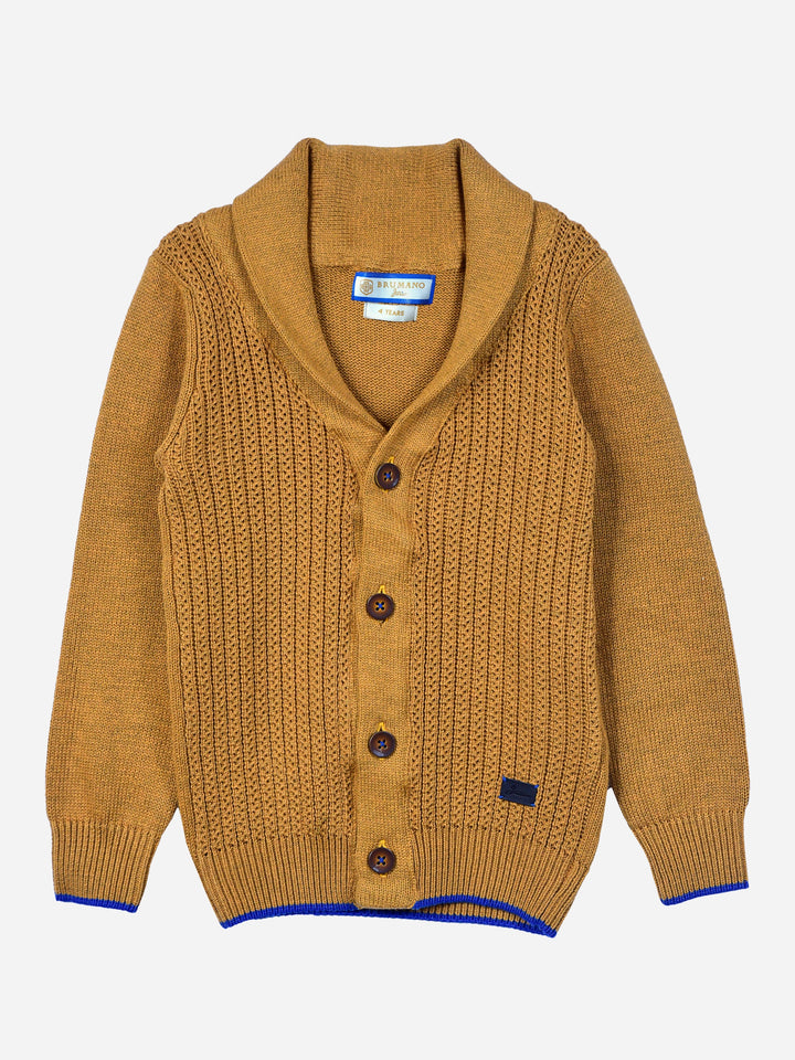 Mustard Casual Shawl Collar Cardigan Brumano Pakistan