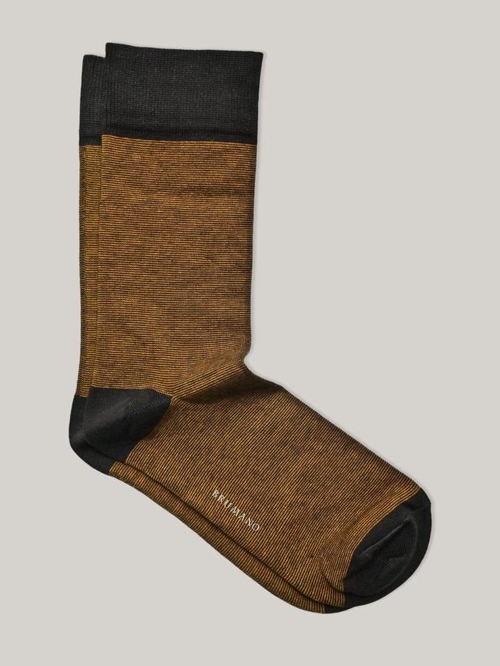 Mustard & Grey Pinstriped Cotton Socks Brumano Pakistan