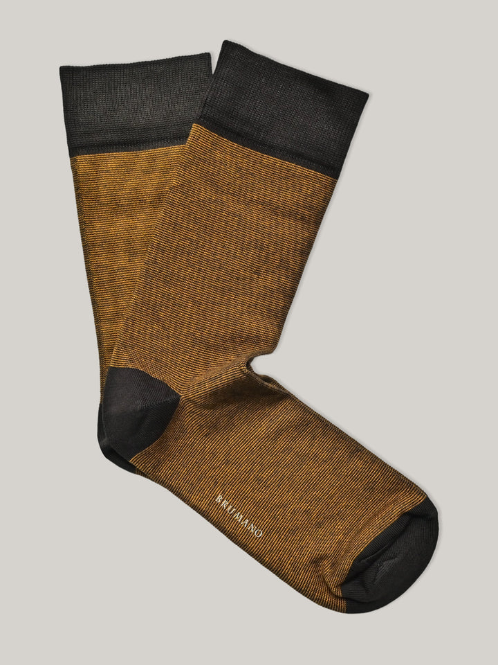 Mustard & Grey Pinstriped Cotton Socks Brumano Pakistan