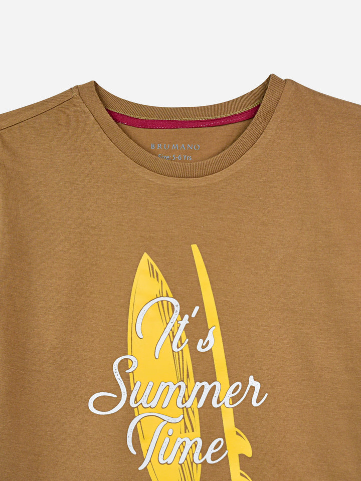 Mustard Surf Printed Casual T-Shirt Brumano Pakistan