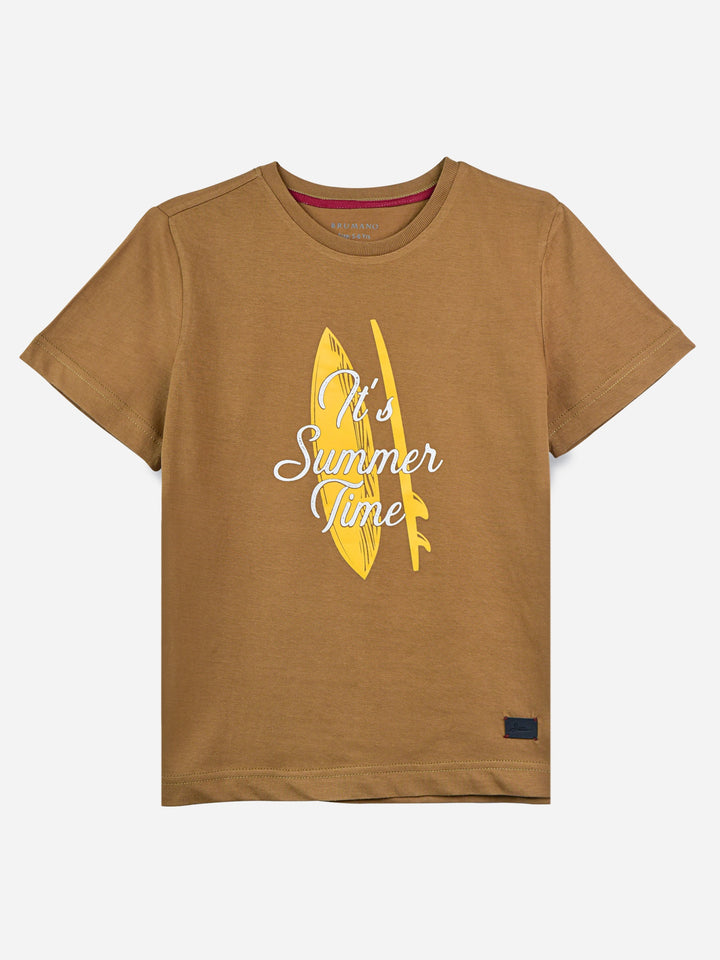 Mustard Surf Printed Casual T-Shirt Brumano Pakistan