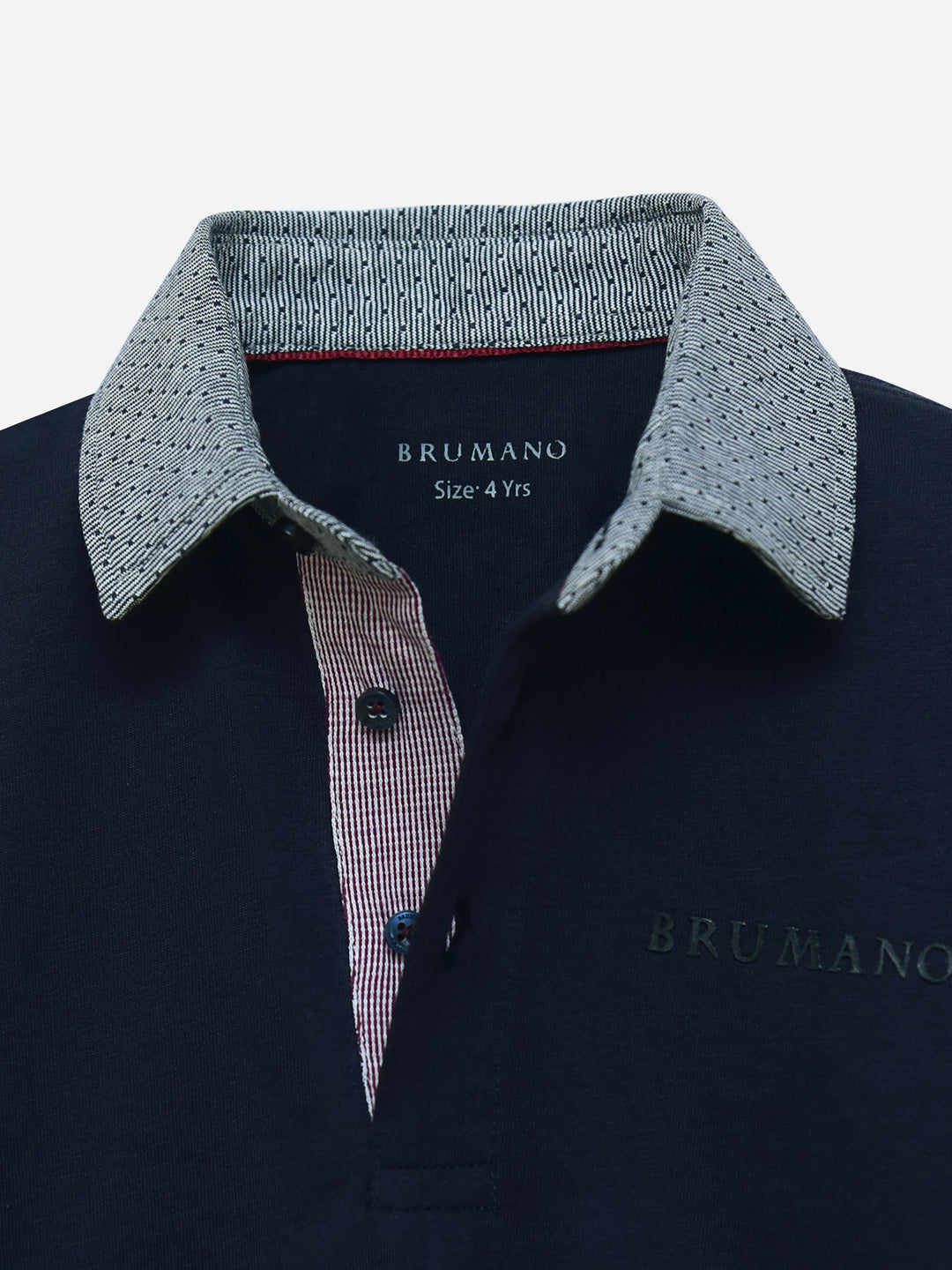 Navy Blue Casual Full Sleeve Polo Shirt With Contrasting Collar