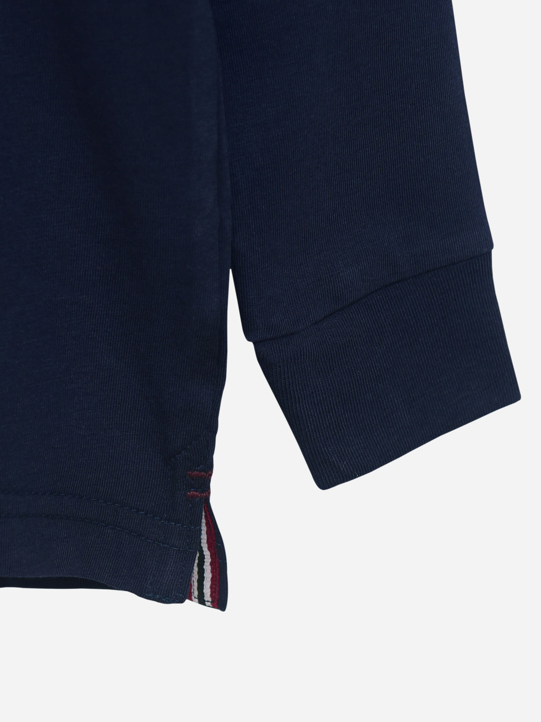 Navy Blue Casual Full Sleeve Polo Shirt With Contrasting Collar