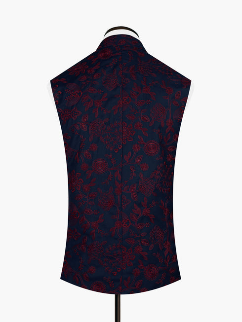 Navy Blue Embroidered Sartoria Waistcoat Brumano Pakistan