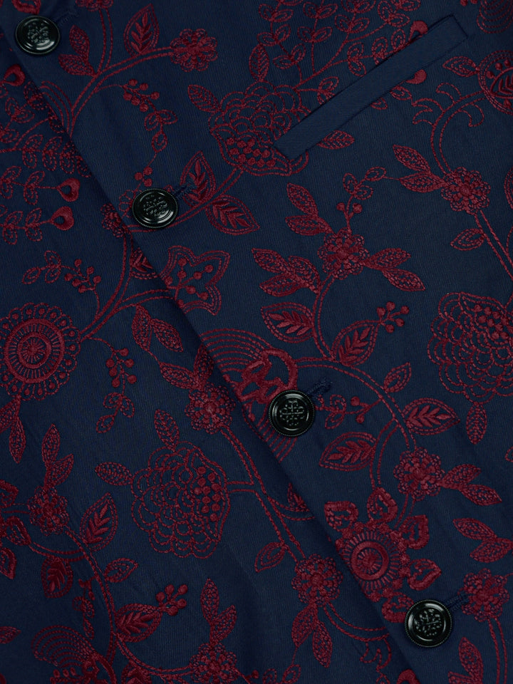Navy Blue Embroidered Sartoria Waistcoat Brumano Pakistan