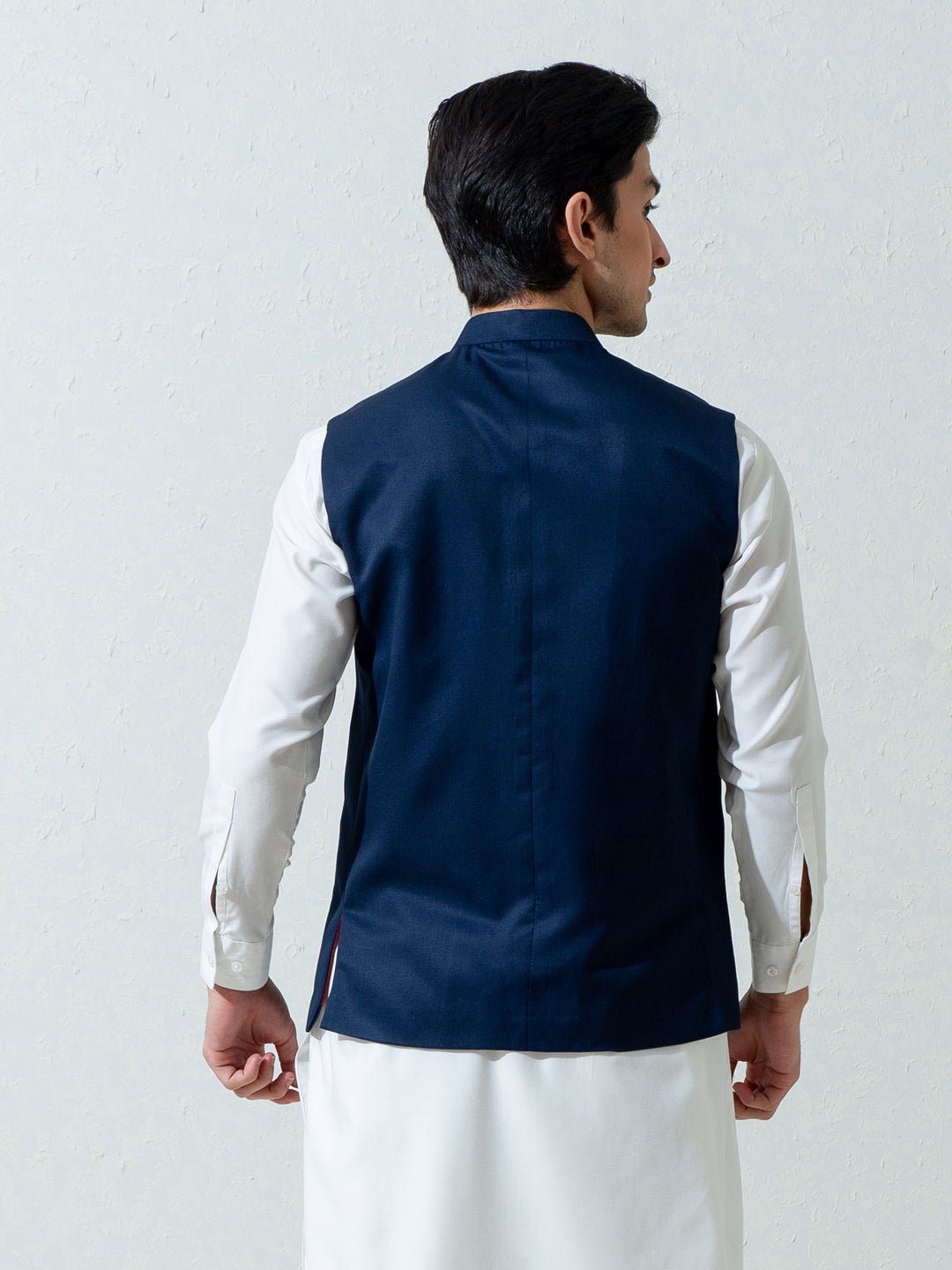 Navy Blue Formal Twill Waistcoat Brumano Pakistan