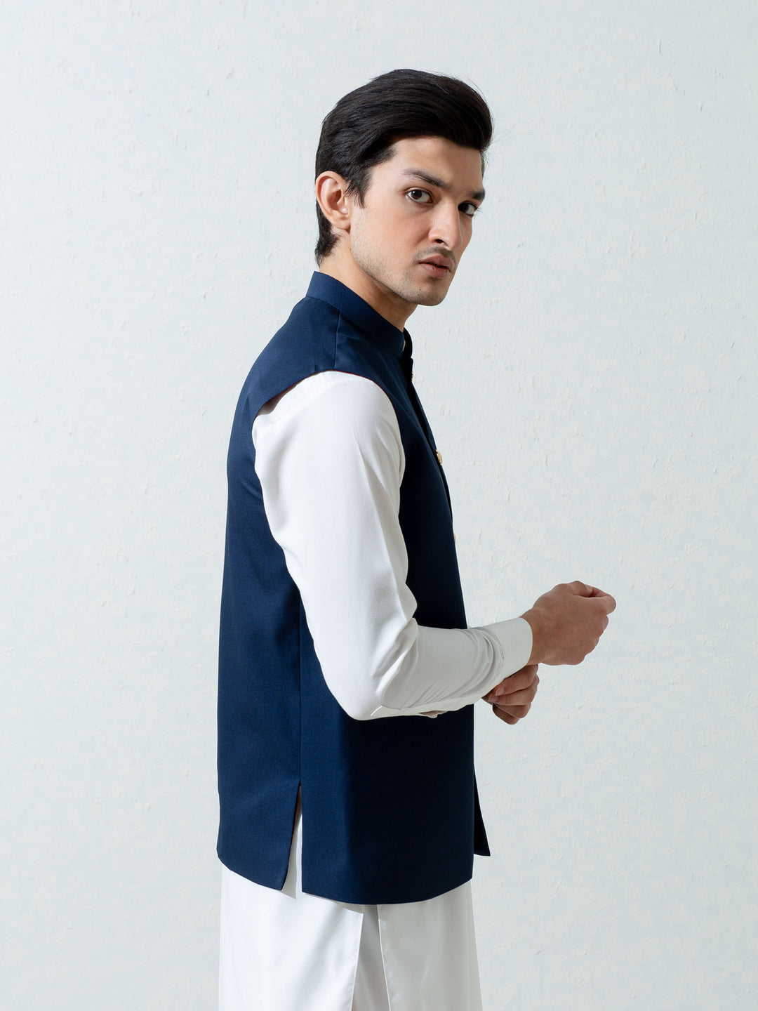Navy Blue Formal Twill Waistcoat Brumano Pakistan