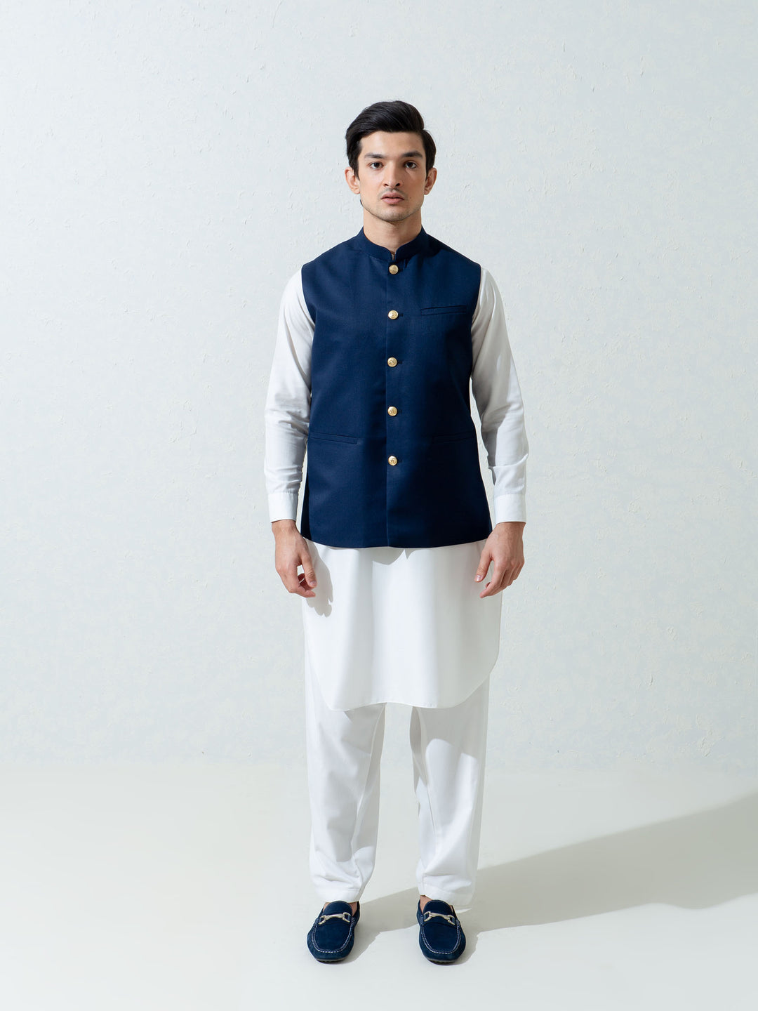 Navy Blue Formal Twill Waistcoat Brumano Pakistan