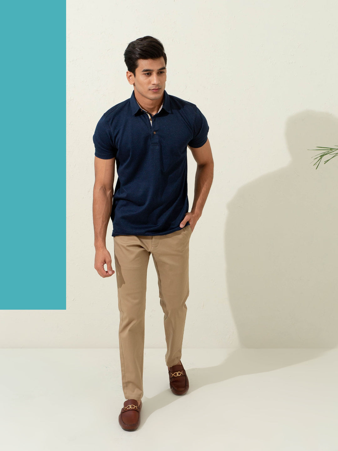 Navy Blue Geo Patterned Mercerized Polo Brumano Pakistan