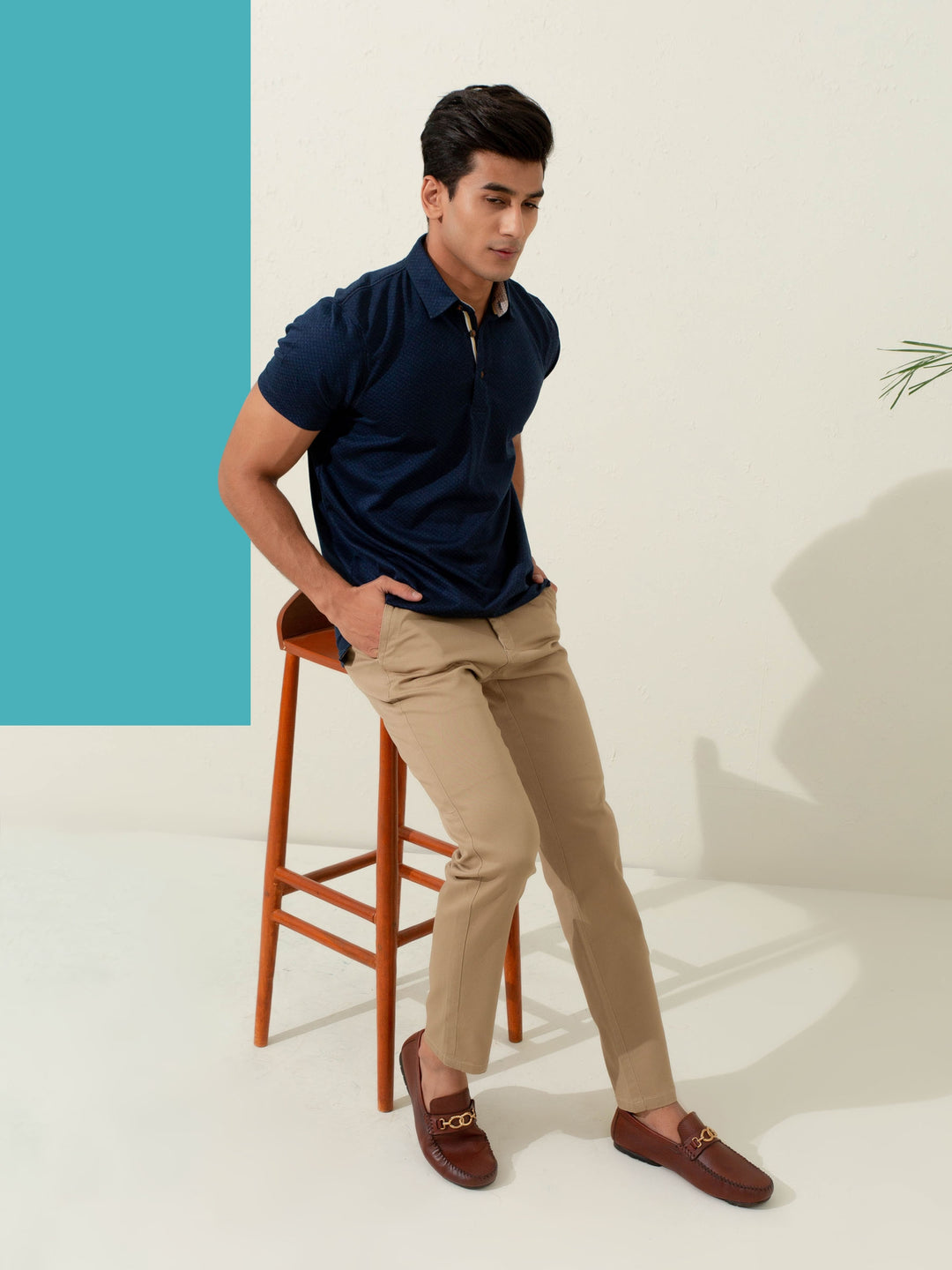 Navy Blue Geo Patterned Mercerized Polo Brumano Pakistan