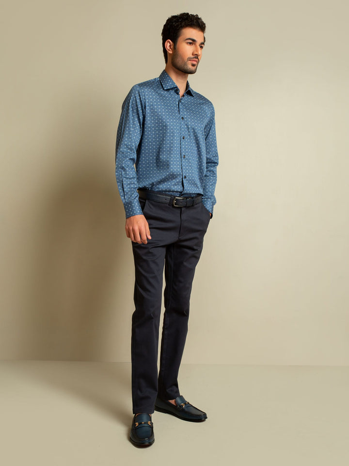Navy Blue Geometric Printed Shirt Brumano Pakistan