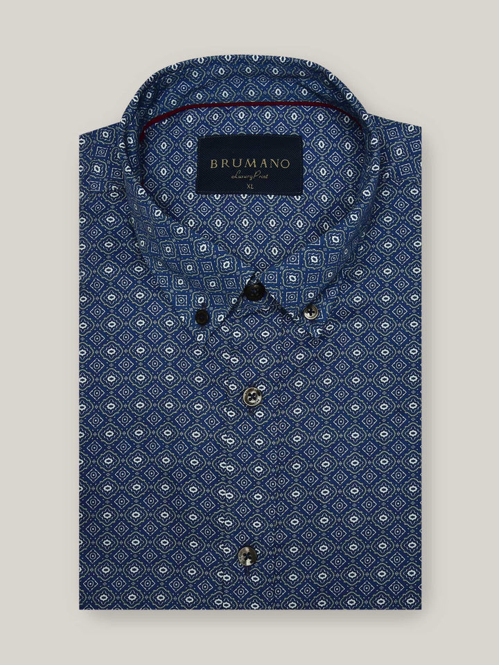 Navy Blue Geometric Printed Shirt Brumano Pakistan