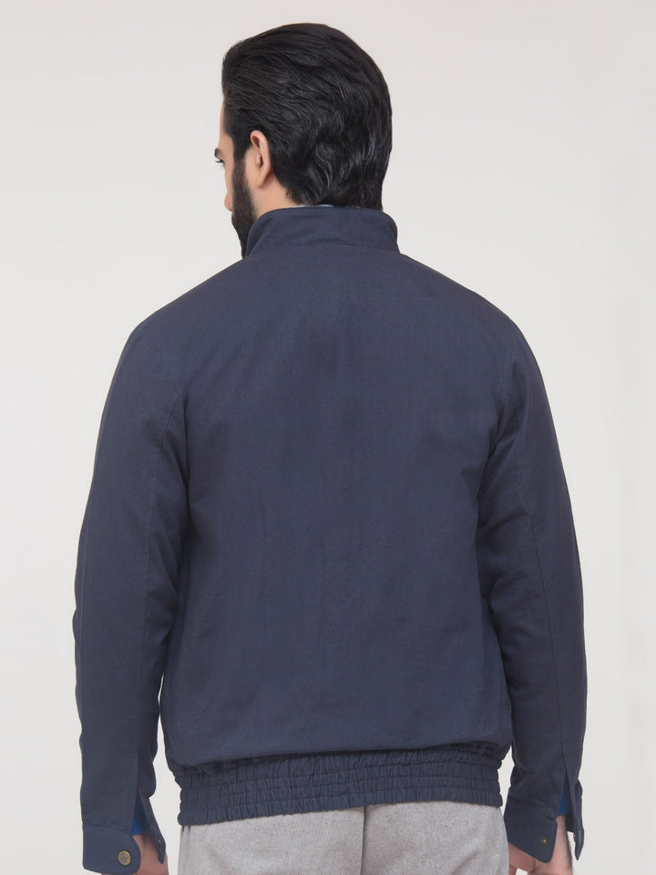 Navy Blue Herringbone Jacket