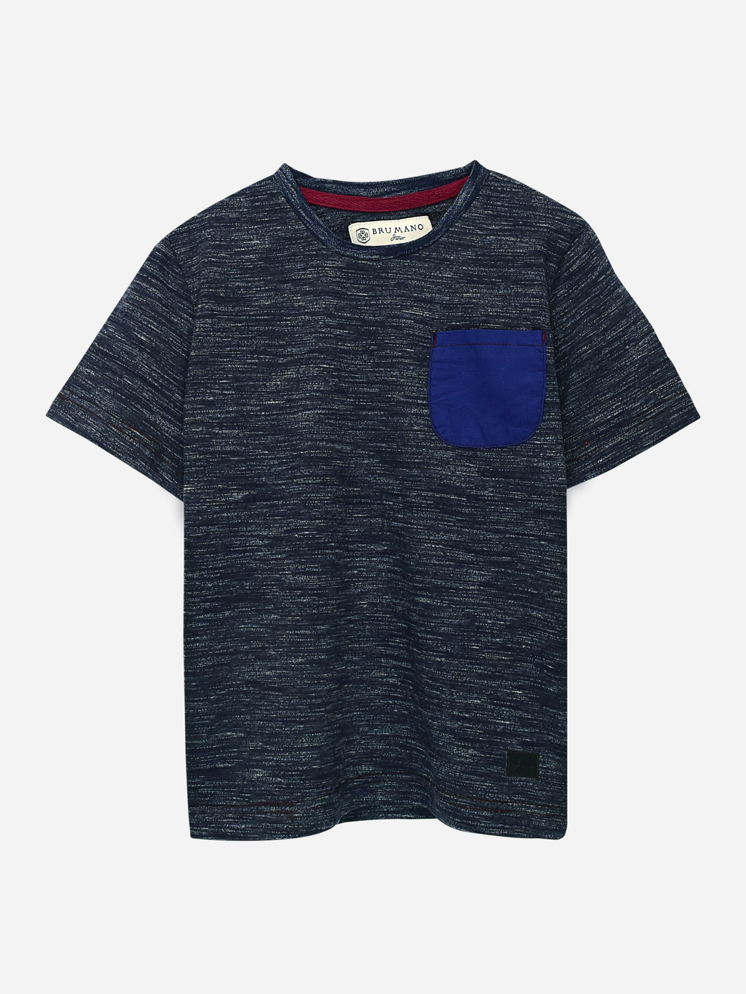 Navy Blue Injected Short Sleeve Casual T-Shirt Brumano Pakistan