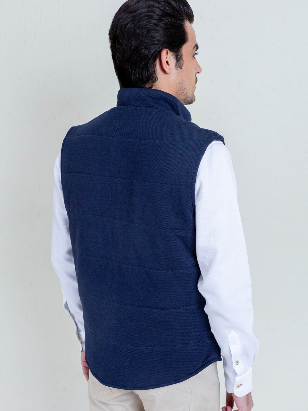 Navy Blue Knitted Sleeveless Vest Brumano Pakistan