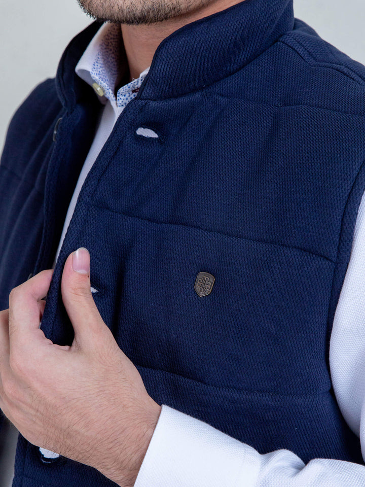 Navy Blue Knitted Sleeveless Vest Brumano Pakistan