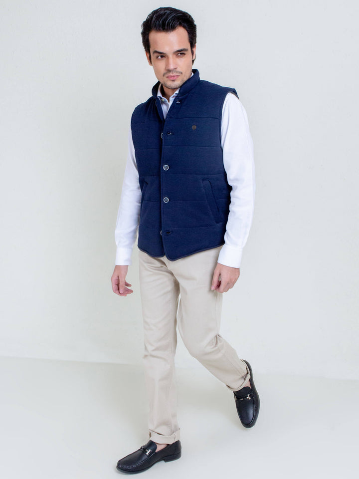 Navy Blue Knitted Sleeveless Vest Brumano Pakistan