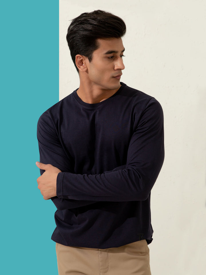 Navy Blue Long Sleeve T-Shirt Brumano Pakistan