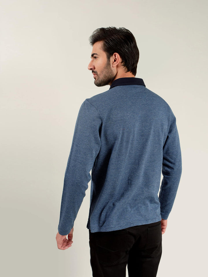 Navy Blue Mercerized Full Sleeves Polo Shirt Brumano Pakistan