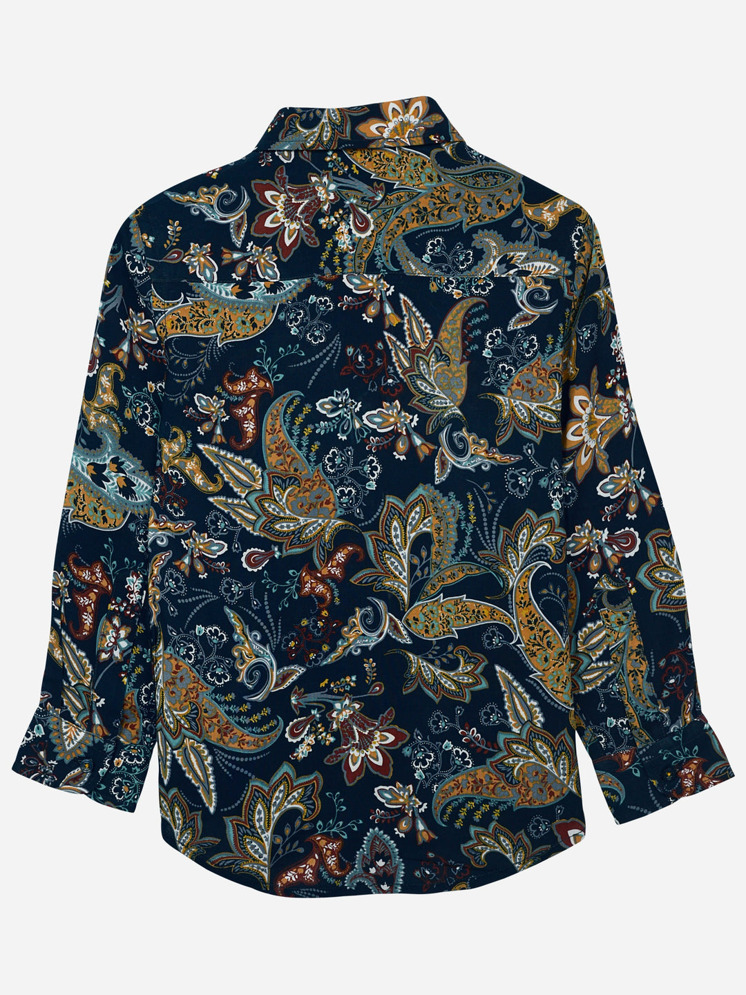 Navy Blue & Mustard Paisley Printed Casual Shirt Brumano Pakistan