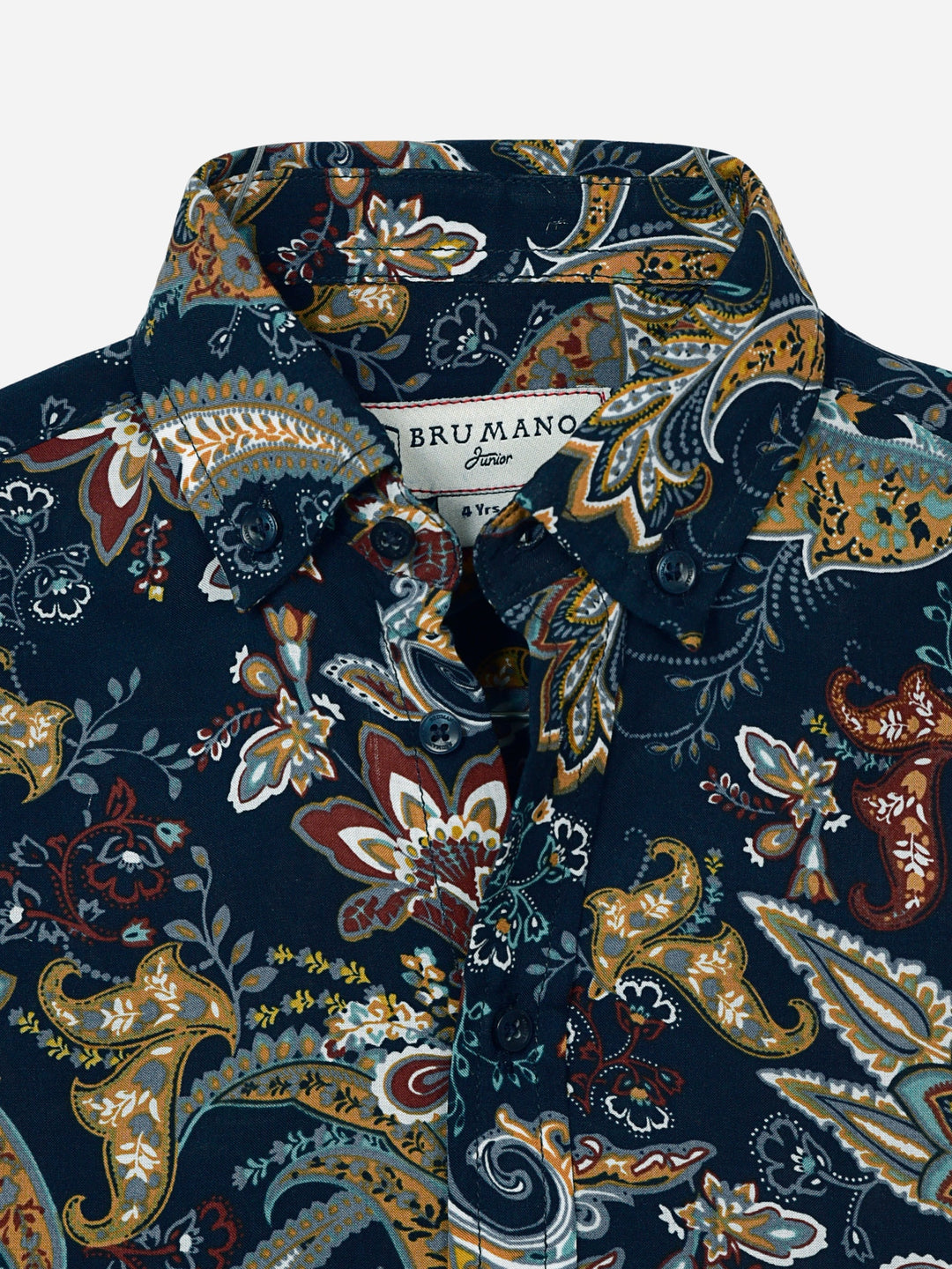 Navy Blue & Mustard Paisley Printed Casual Shirt Brumano Pakistan
