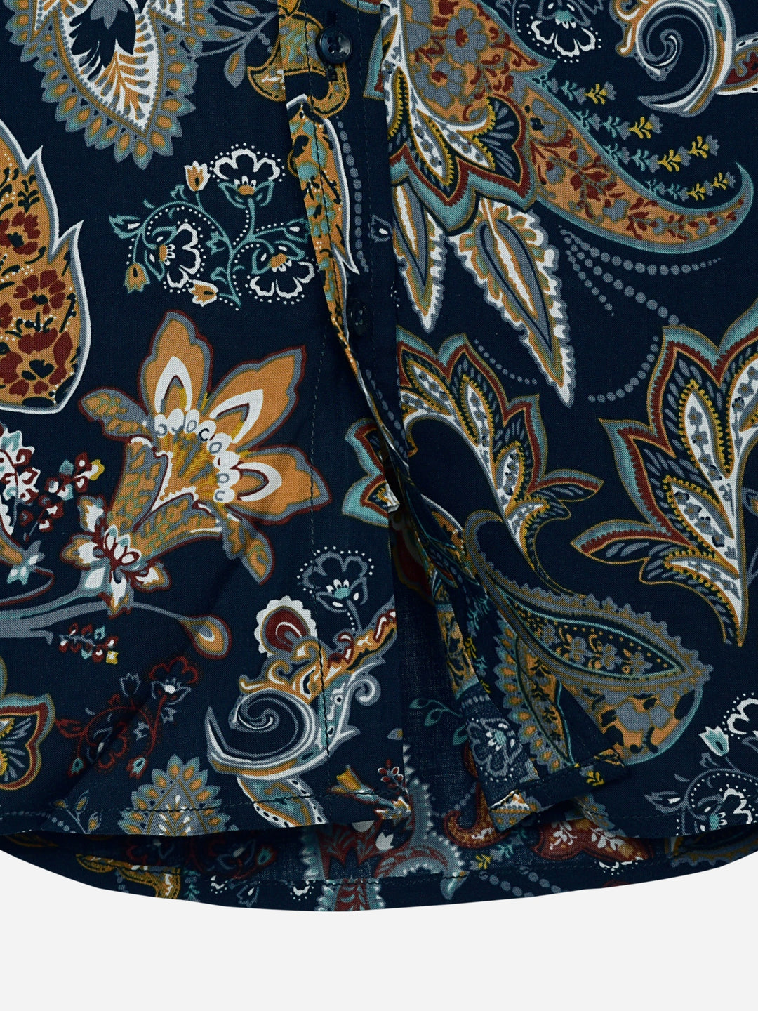 Navy Blue & Mustard Paisley Printed Casual Shirt Brumano Pakistan