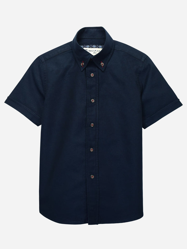 Navy Blue Oxford Short Sleeve Casual Shirt Brumano Pakistan