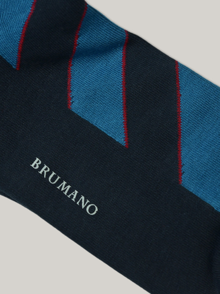 Navy Blue Pinstriped Cotton Socks Brumano Pakistan