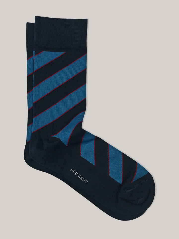Navy Blue Pinstriped Cotton Socks Brumano Pakistan